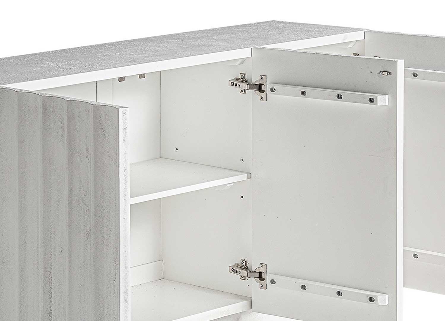 Buffet en résine blanche 140 cm 3 portes Lumina