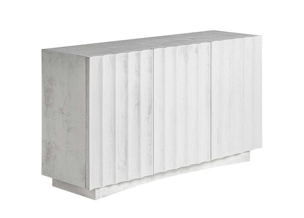 Buffet en résine blanche 140 cm 3 portes Lumina