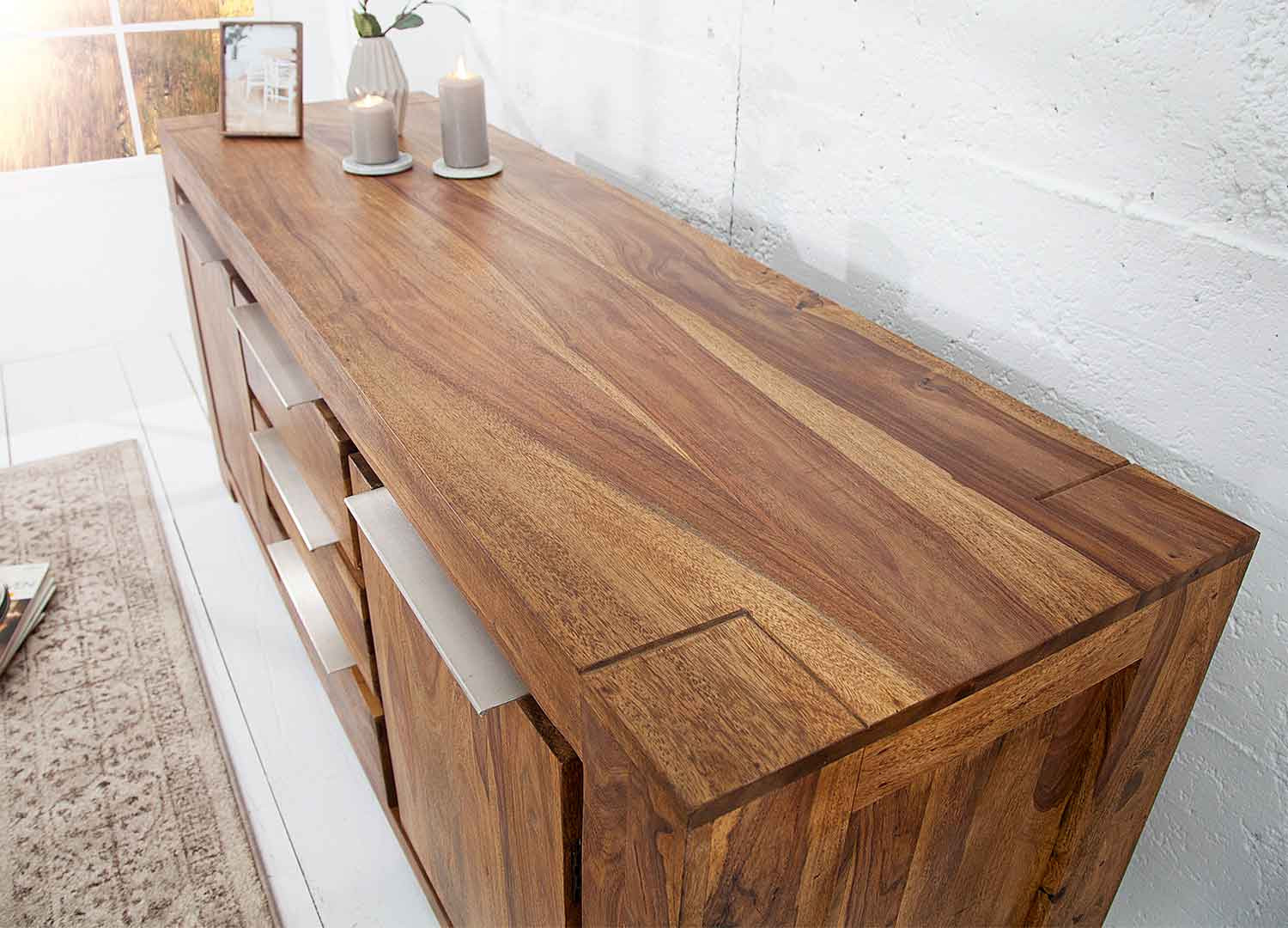 Buffet en sesham 2 portes et 3 tiroirs 175 cm Sevian