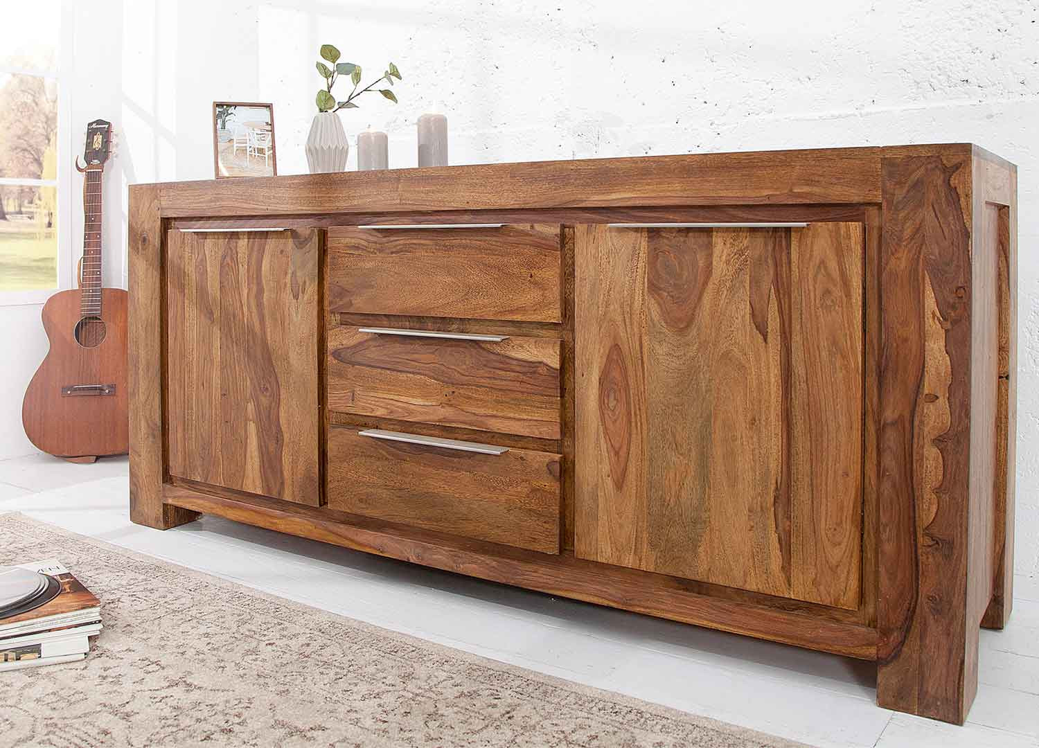 Buffet en sesham 2 portes et 3 tiroirs 175 cm Sevian
