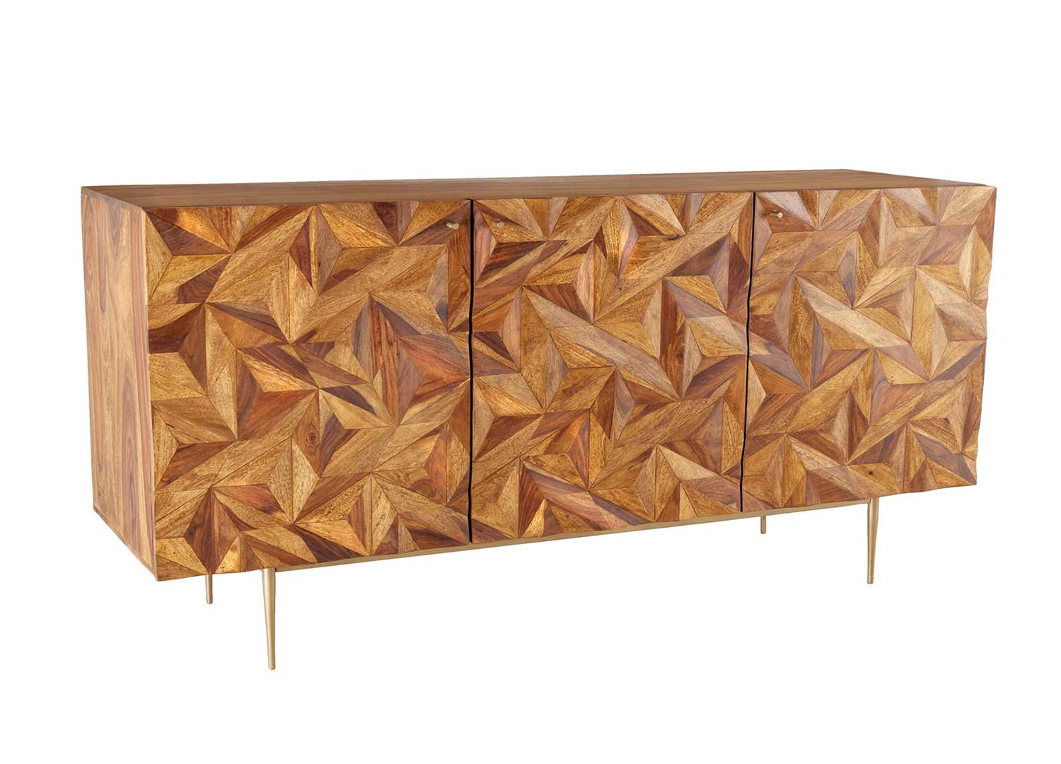 Buffet en sesham 3 portes 145 cm Eliora