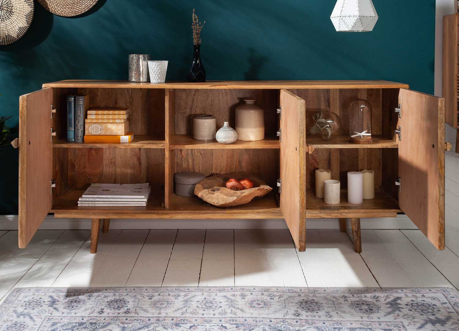 Buffet enfilade 3 portes style oriental en bois de manguier