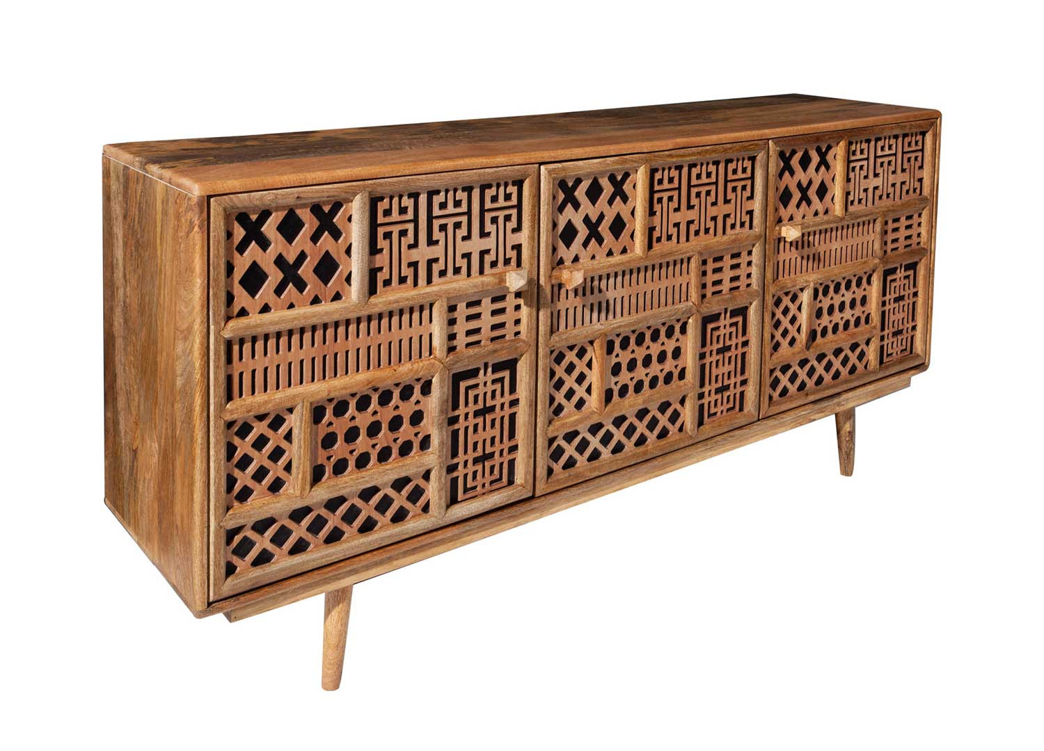Buffet enfilade 3 portes style oriental en bois de manguier
