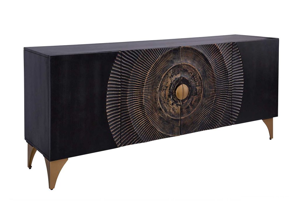Buffet ethnique chic noir en bois de manguier