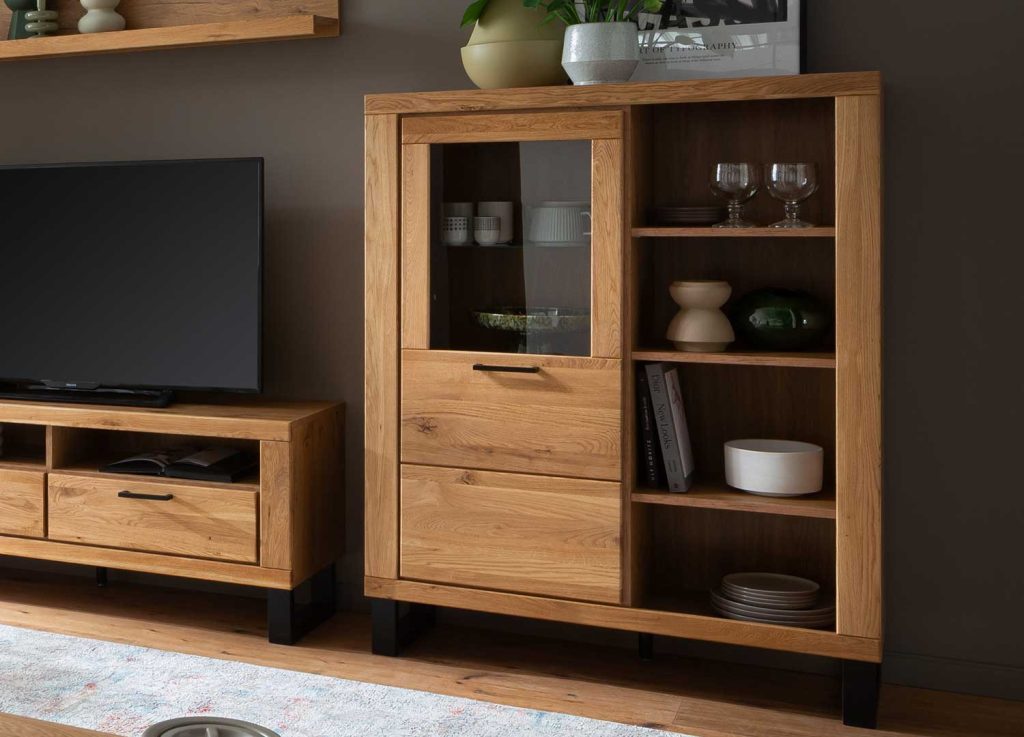 Buffet haut 140 cm bois et noir Jambo