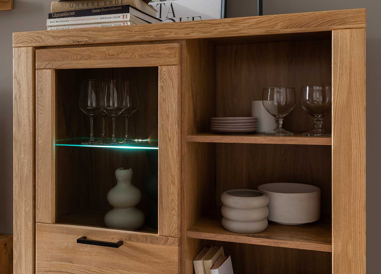 Buffet haut 140 cm bois et noir Jambo