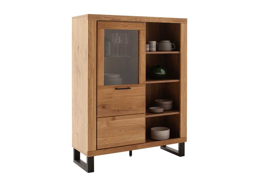 Buffet haut 140 cm bois et noir Jambo