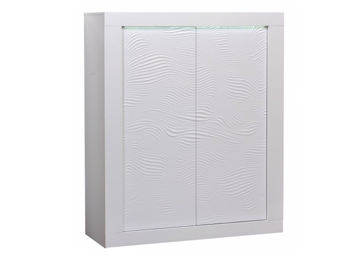 Buffet haut 2 portes blanc laqué à led