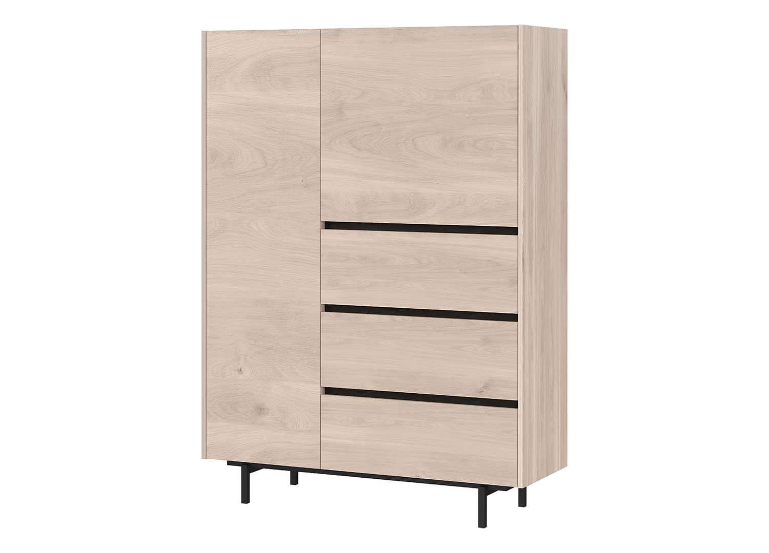 Buffet haut 2 portes et 3 tiroirs chêne et noir