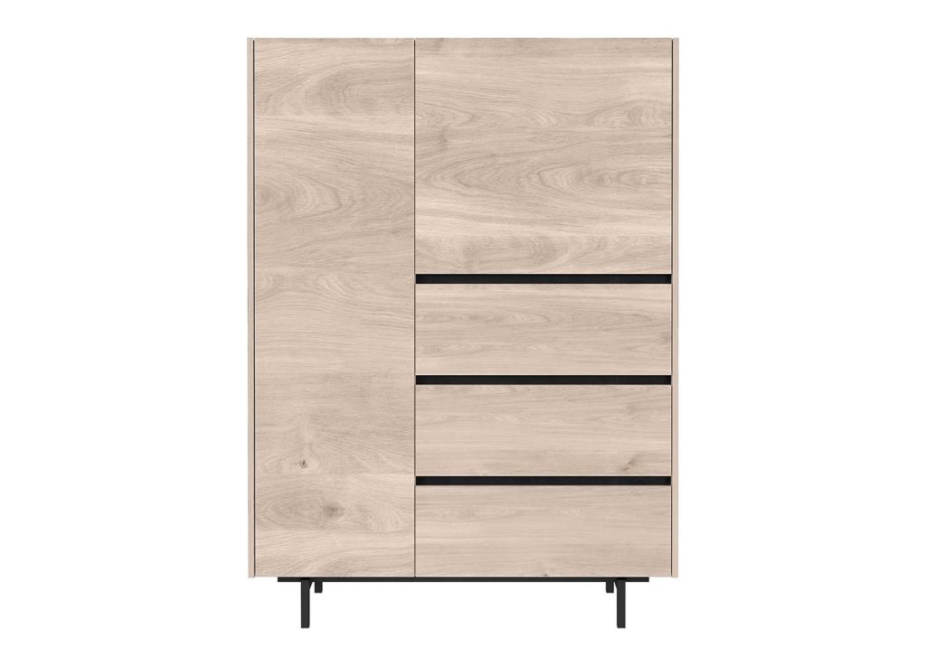 Buffet haut 2 portes et 3 tiroirs chêne et noir