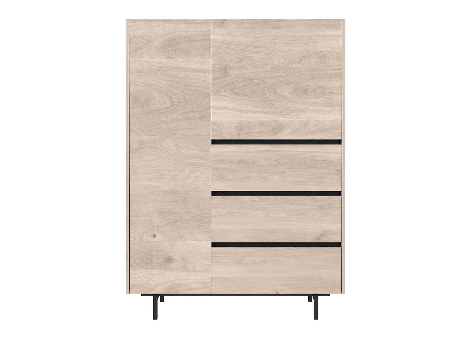 Buffet haut 2 portes et 3 tiroirs chêne et noir