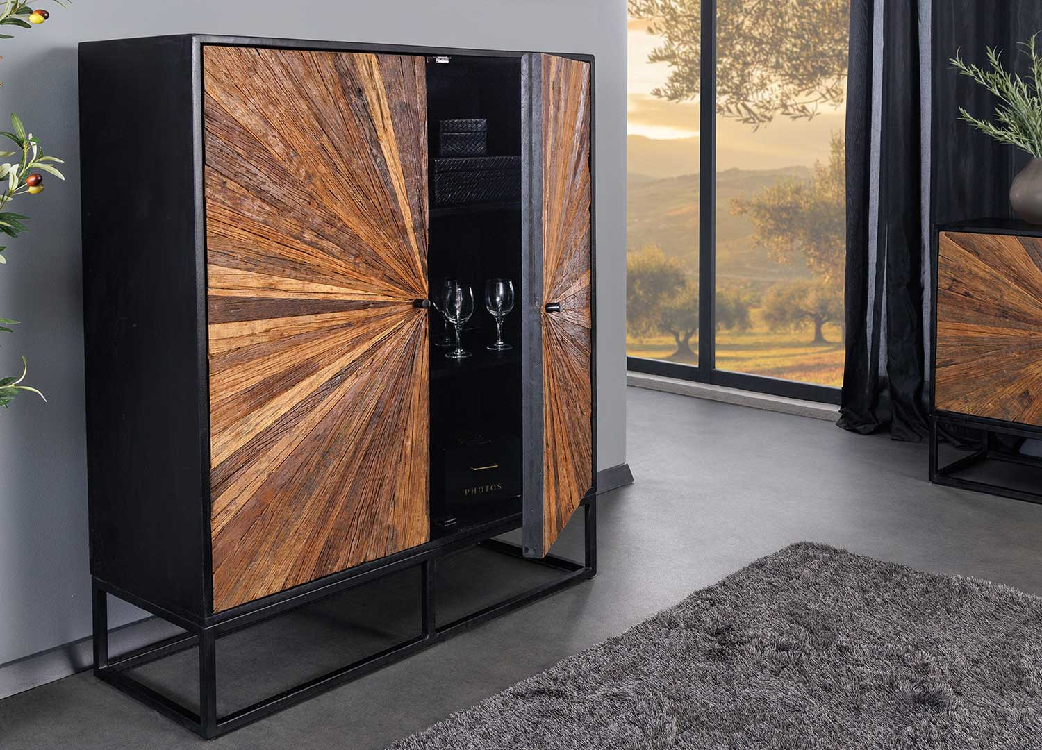 Buffet haut 2 portes manguier et teck Taylor