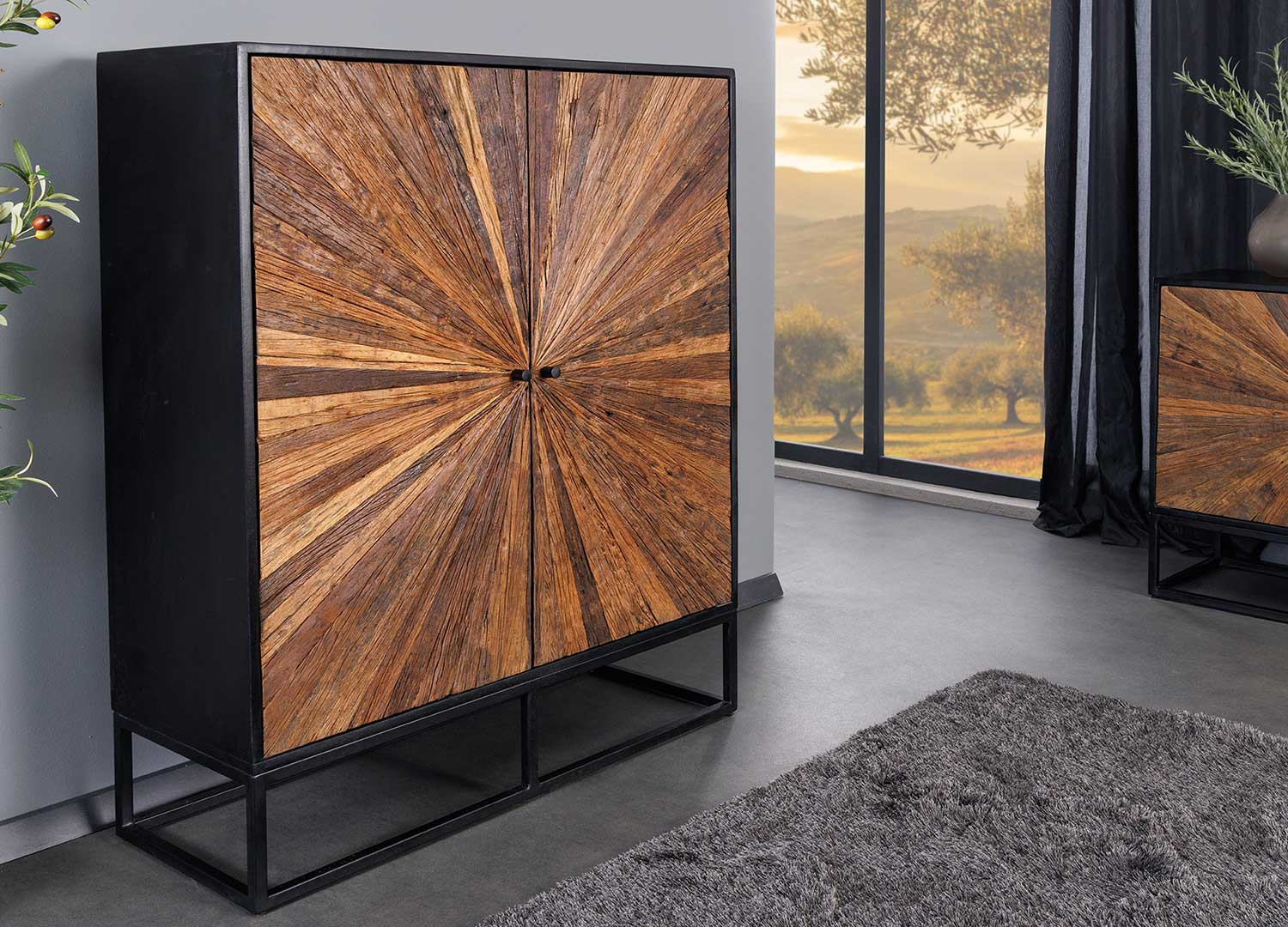 Buffet haut 2 portes manguier et teck Taylor