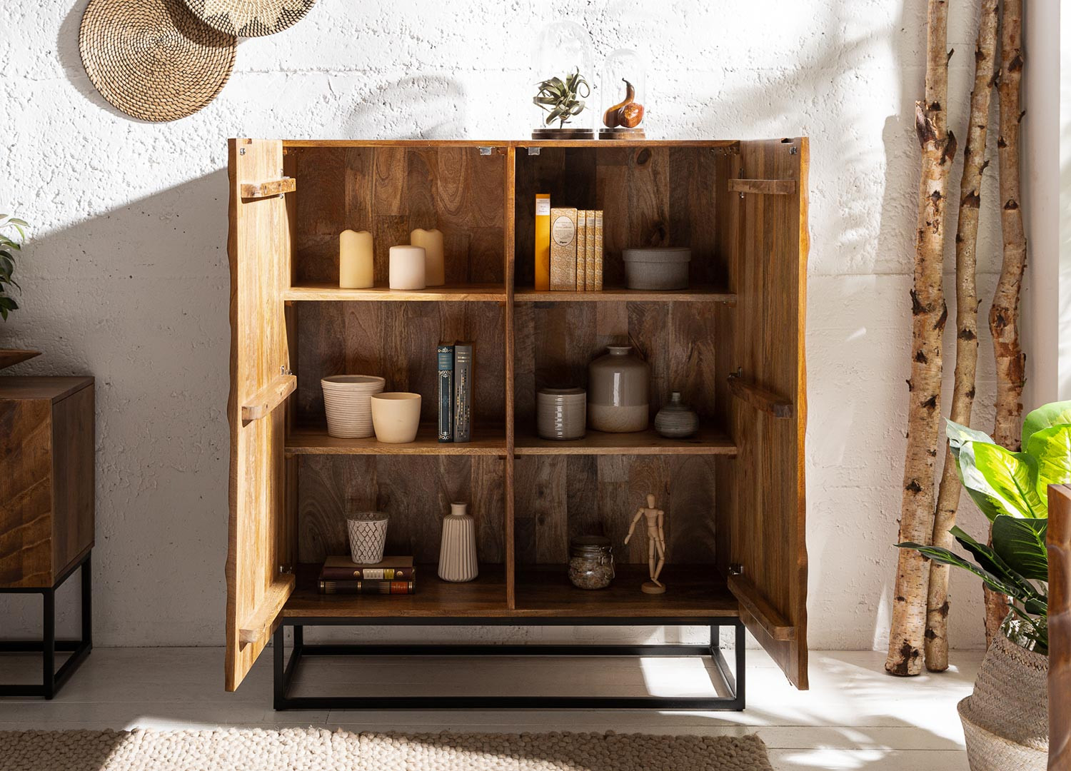 Buffet haut de salon bois massif brun