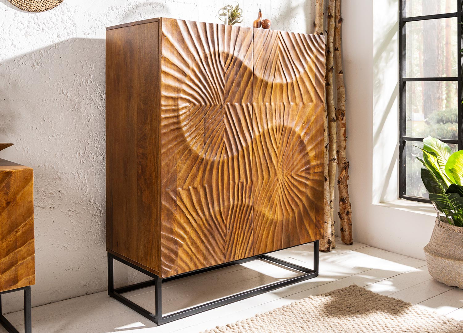 Buffet haut de salon bois massif brun