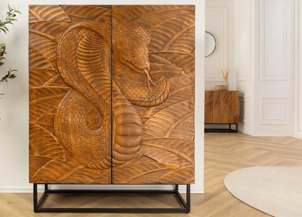 Buffet haut en manguier brun serpent Snaky