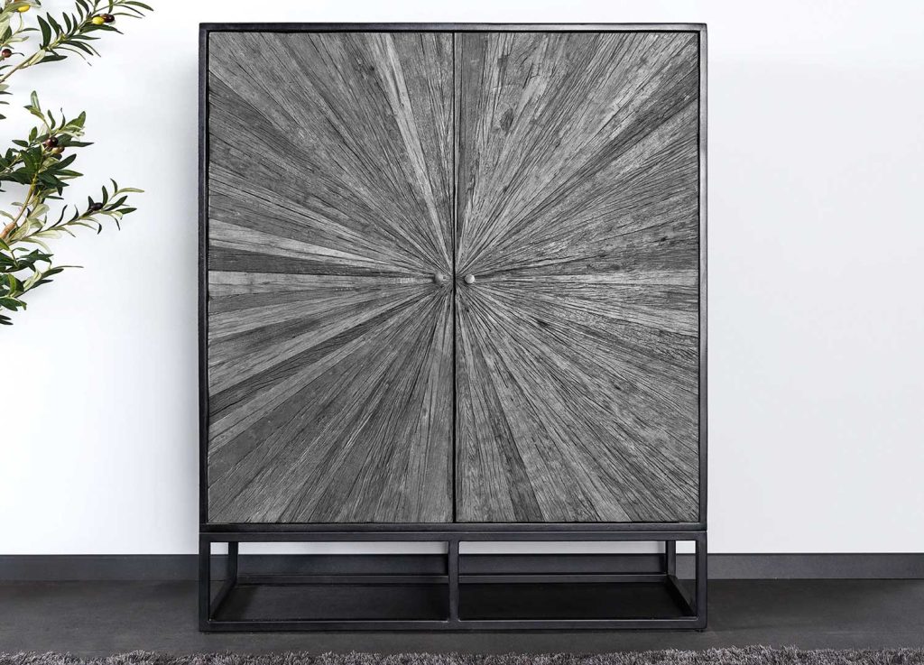 Buffet haut en manguier noir et teck gris 2 portes Taylor