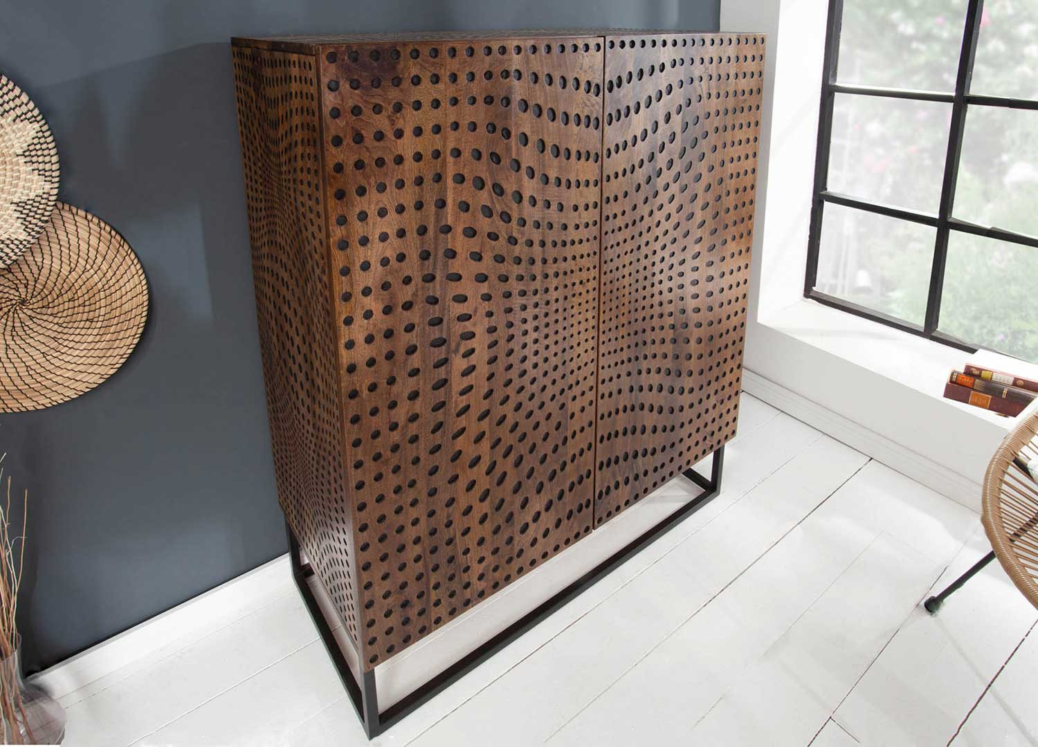 Buffet haut 2 portes 120 cm à motifs