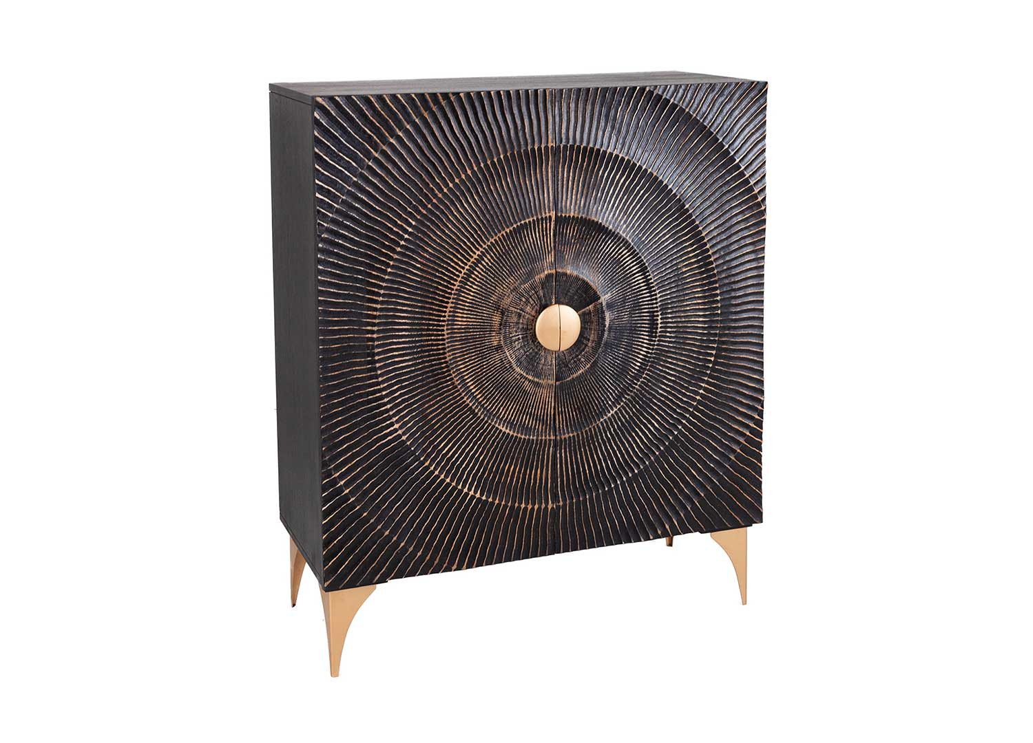 Buffet haut noir en bois de manguier