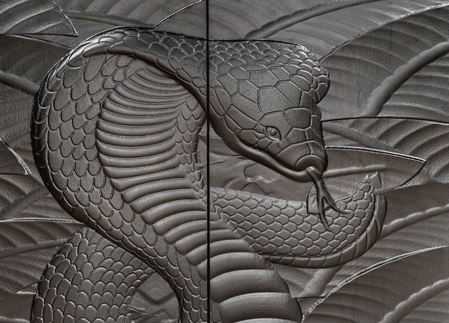 Buffet haut noir et doré en manguier serpent Snaky