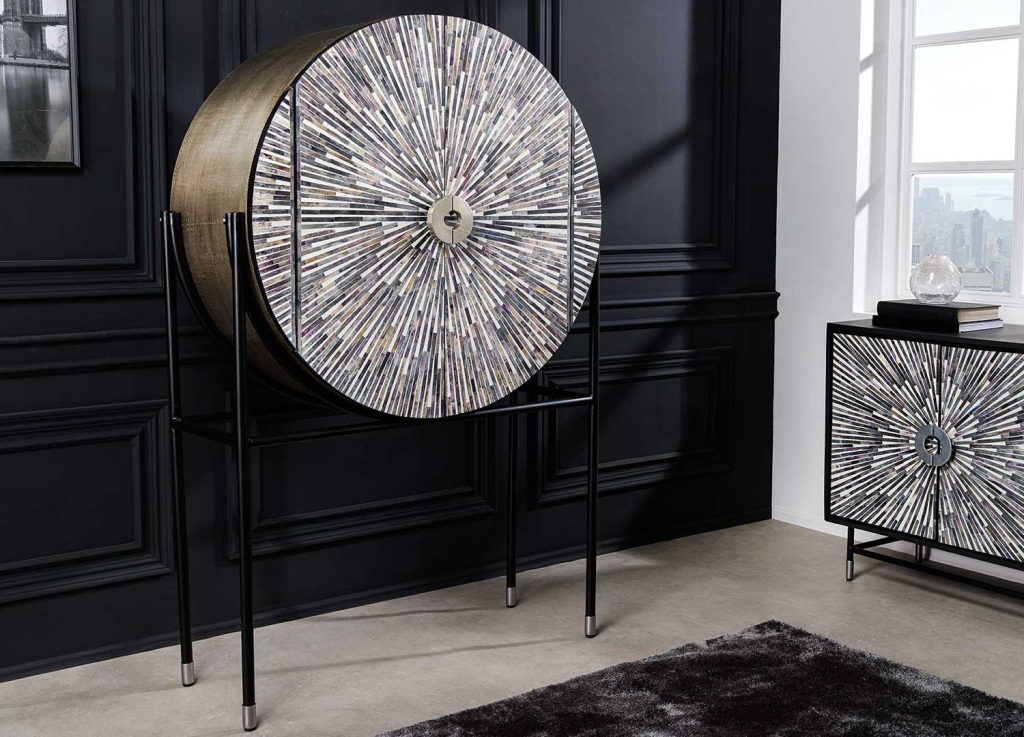 Buffet haut original 2 portes à mosaïques multicolore