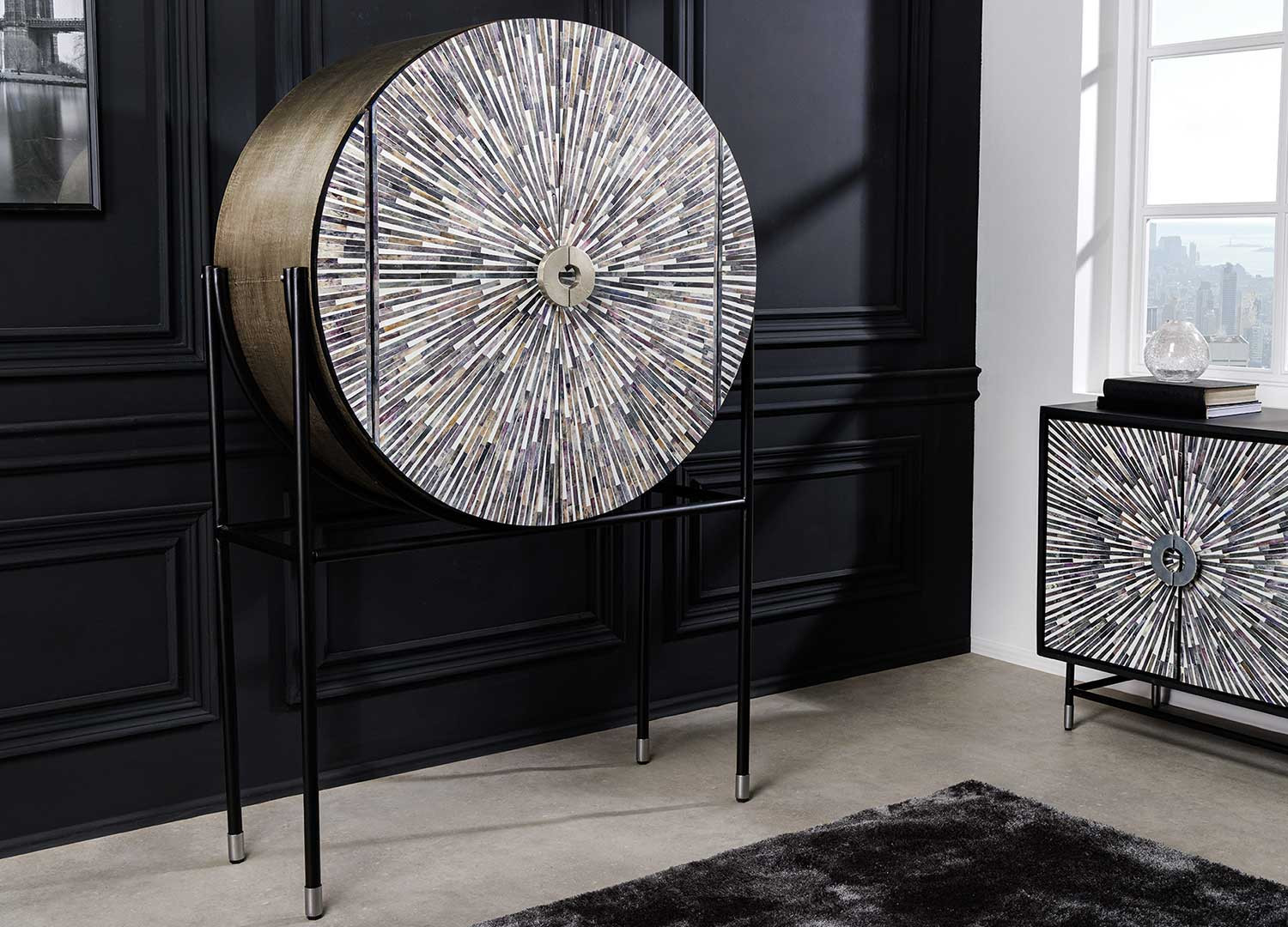 Buffet haut original 2 portes à mosaïques multicolore