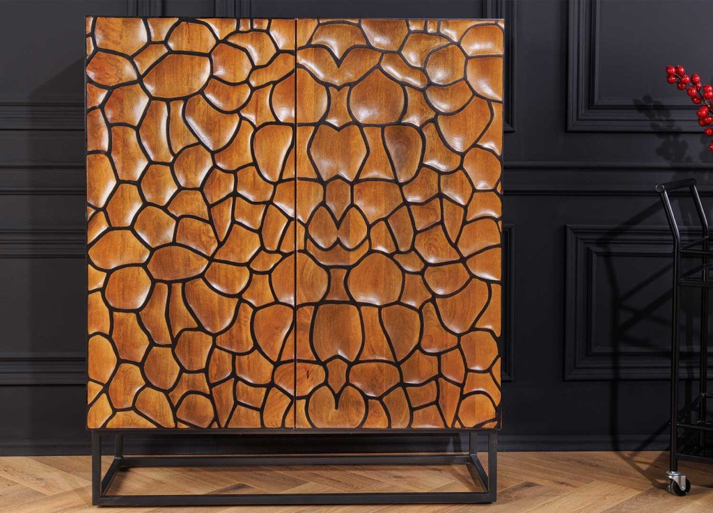 Buffet haut original façades mosaïque manguier et métal Sacha