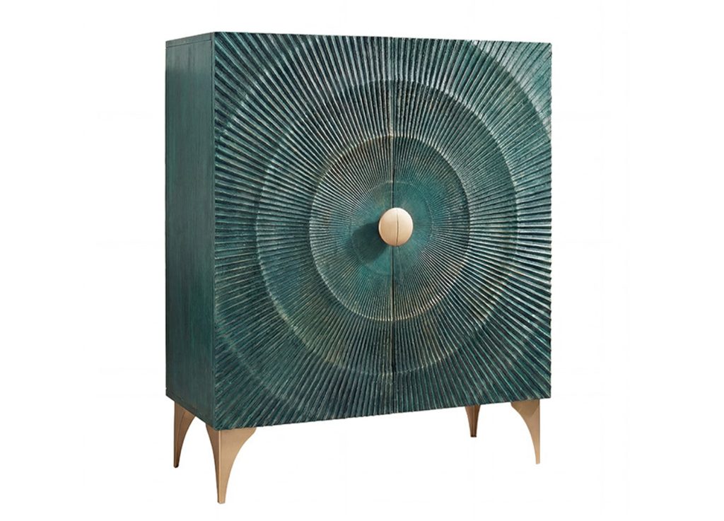 Buffet haut Sunset 120 cm en manguier turquoise - vue principale sur fond blanc