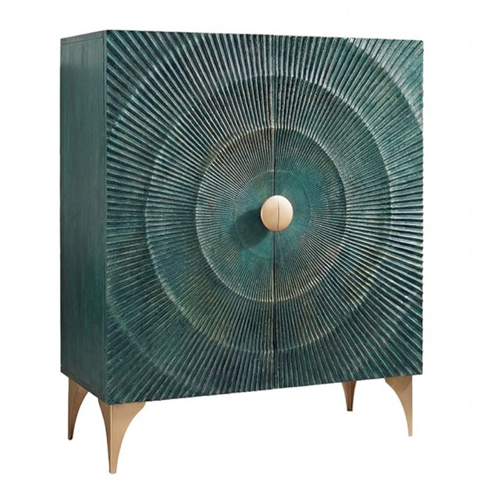Buffet haut Sunset 120 cm en manguier turquoise - vue principale sur fond blanc