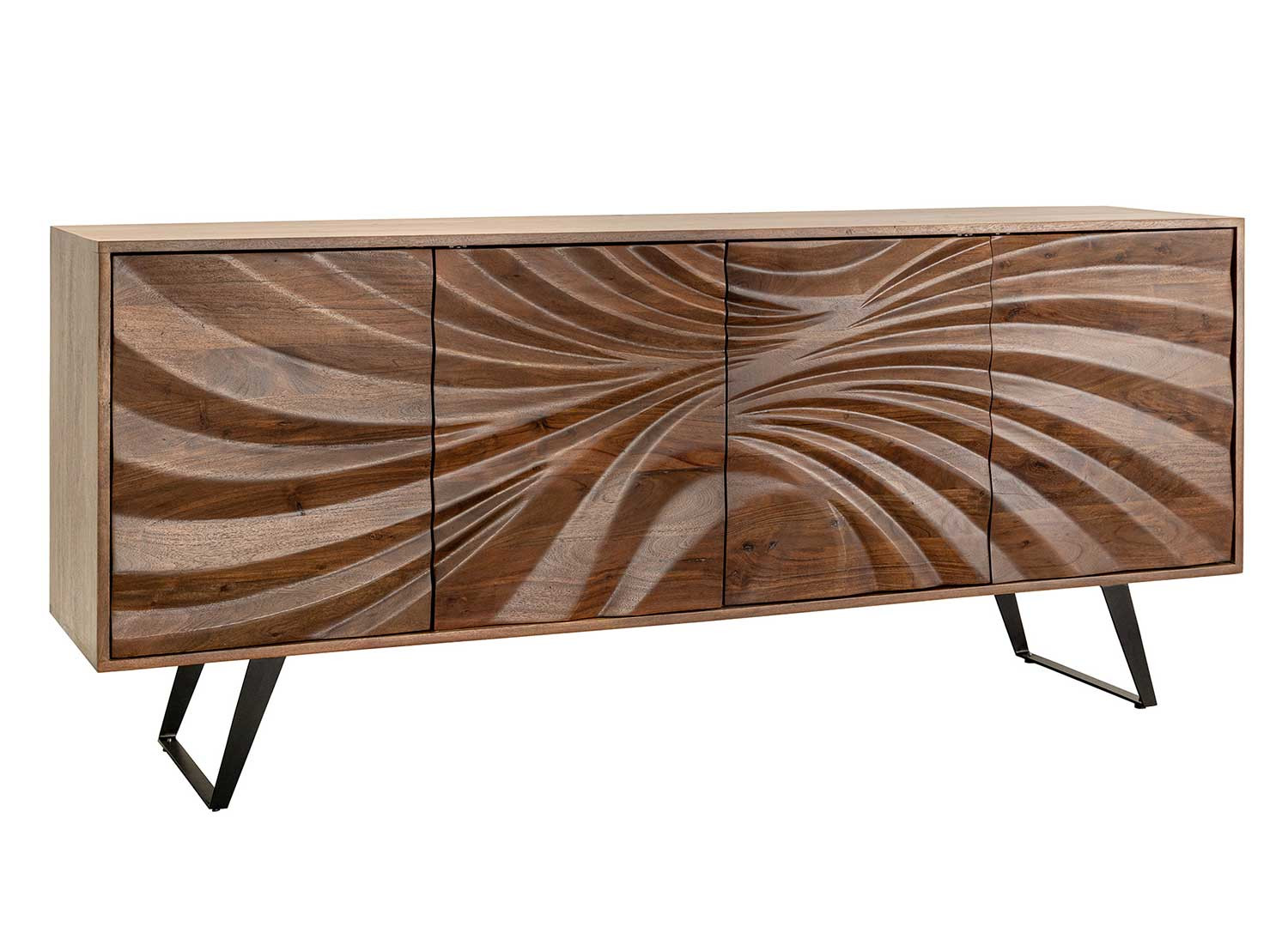 Buffet marron 4 portes 175 cm en acacia Nolan