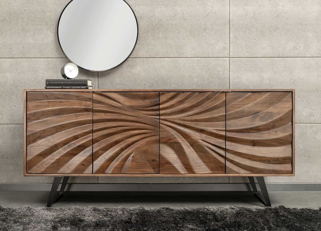 Buffet marron 4 portes 175 cm en acacia Nolan