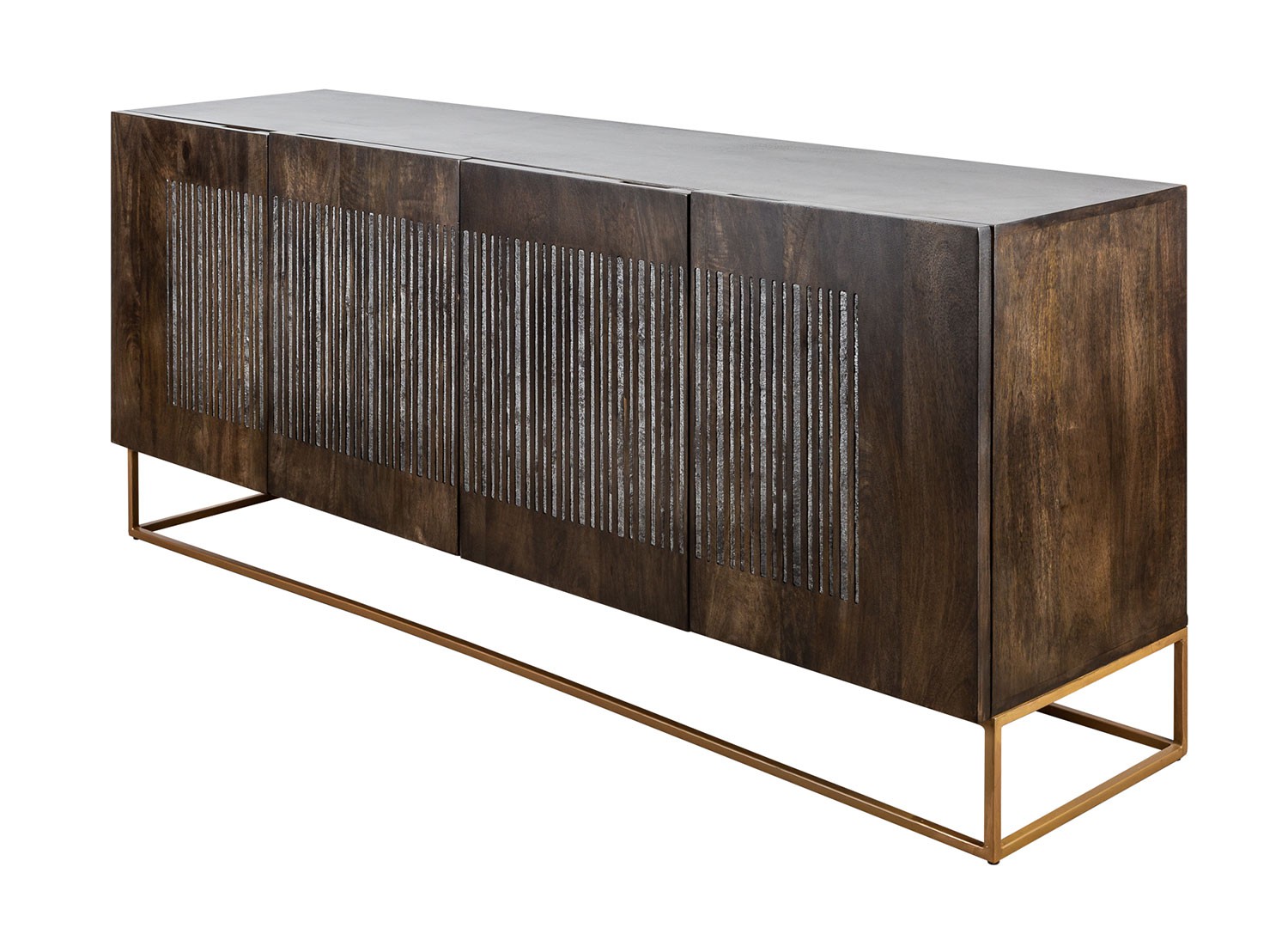 Buffet massif en bois de manguier 177 cm relief pierre d'agate