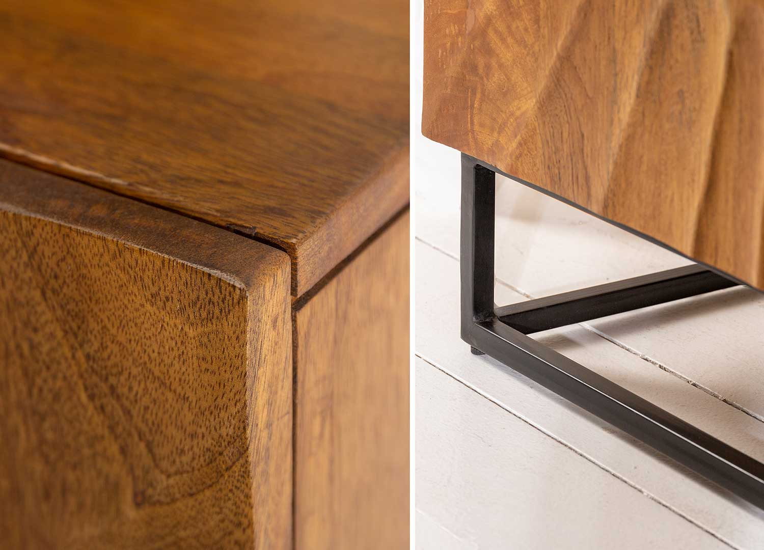 Buffet meuble 3 portes bois massif brun