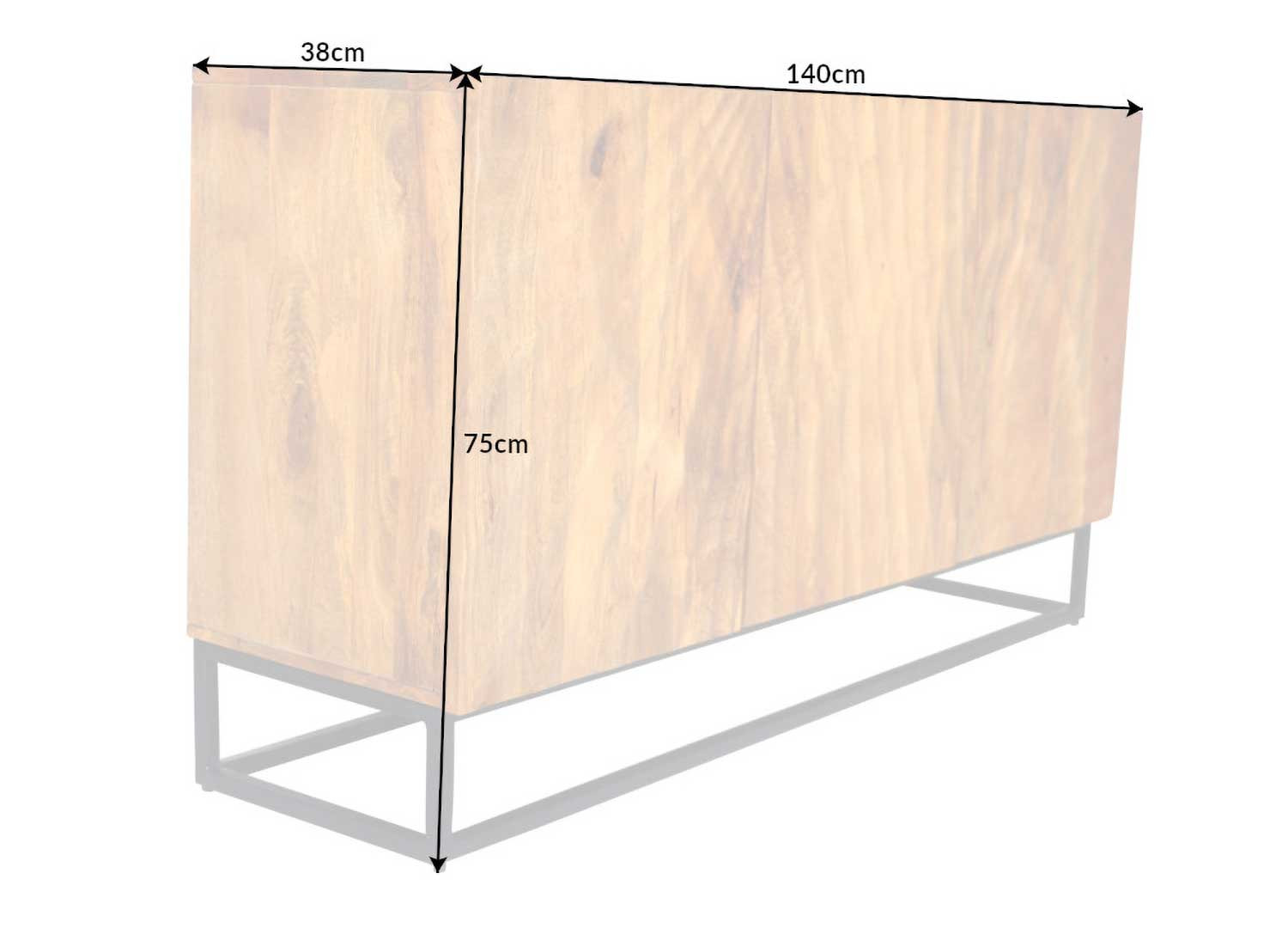 Buffet meuble 3 portes bois massif brun