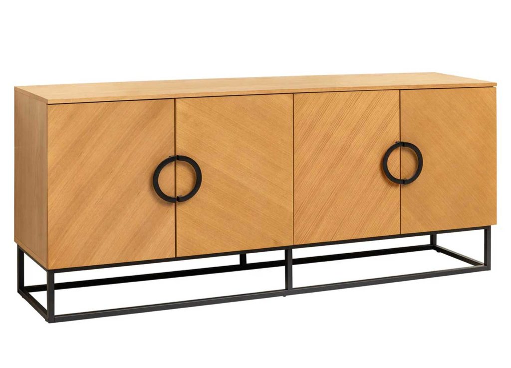Buffet moderne 180 cm aspect chêne Irma