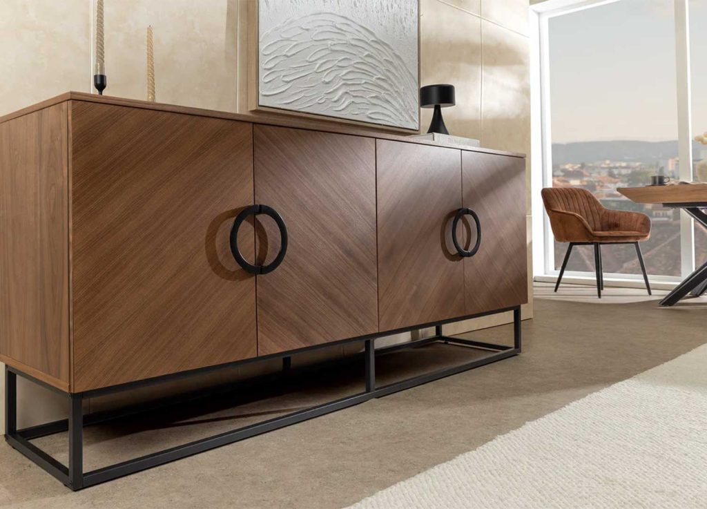 Buffet moderne 180 cm aspect noyer Irma