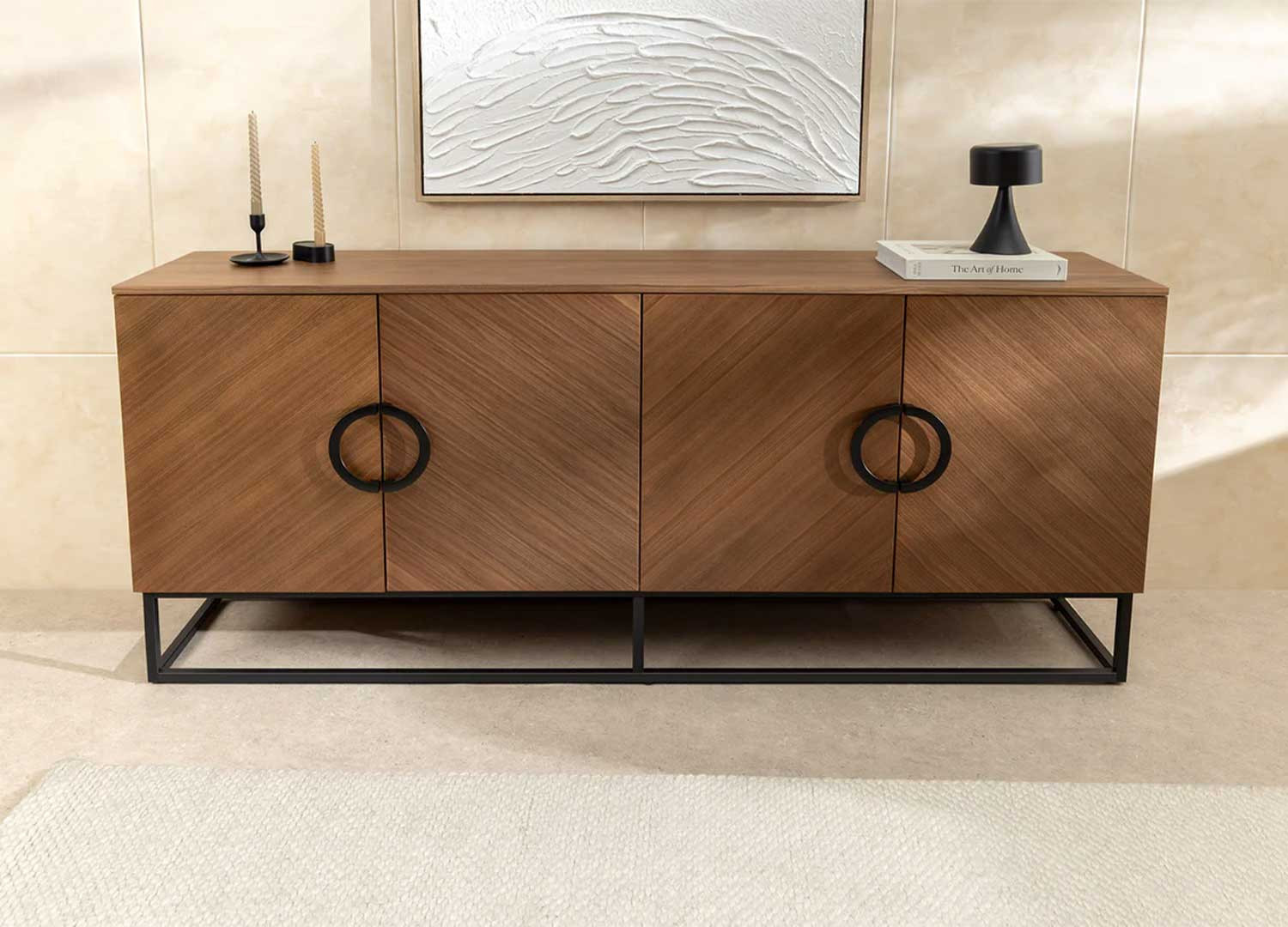 Buffet moderne 180 cm aspect noyer Irma
