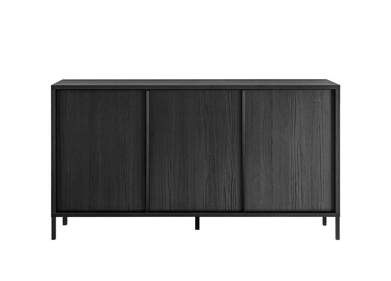 Buffet moderne 3 portes 156 cm chêne noir