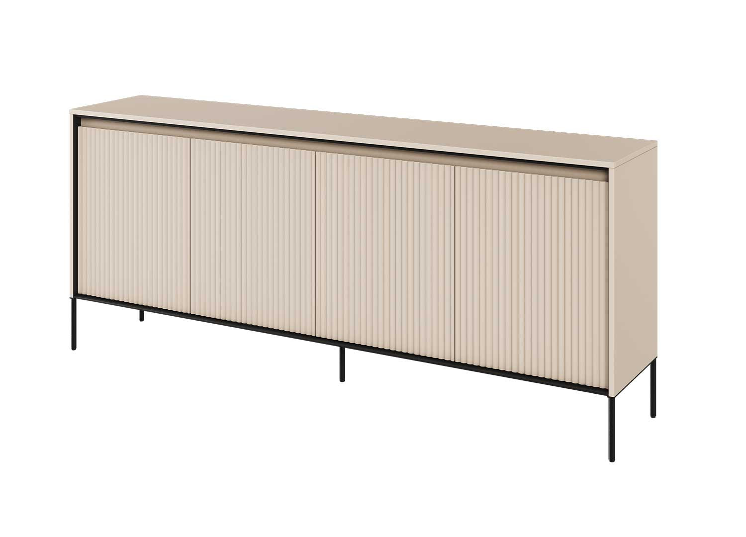 Buffet moderne 4 portes beige et noir 193 cm