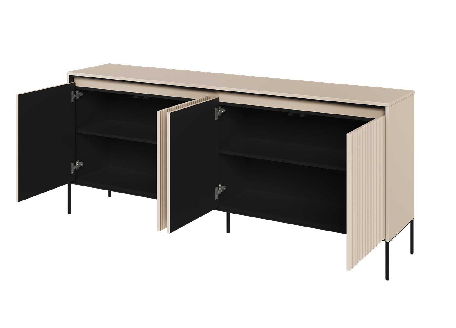 Buffet moderne 4 portes beige et noir 193 cm