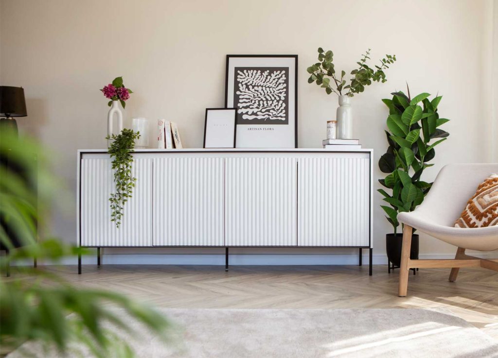 Buffet moderne 4 portes blanc à LED Trend