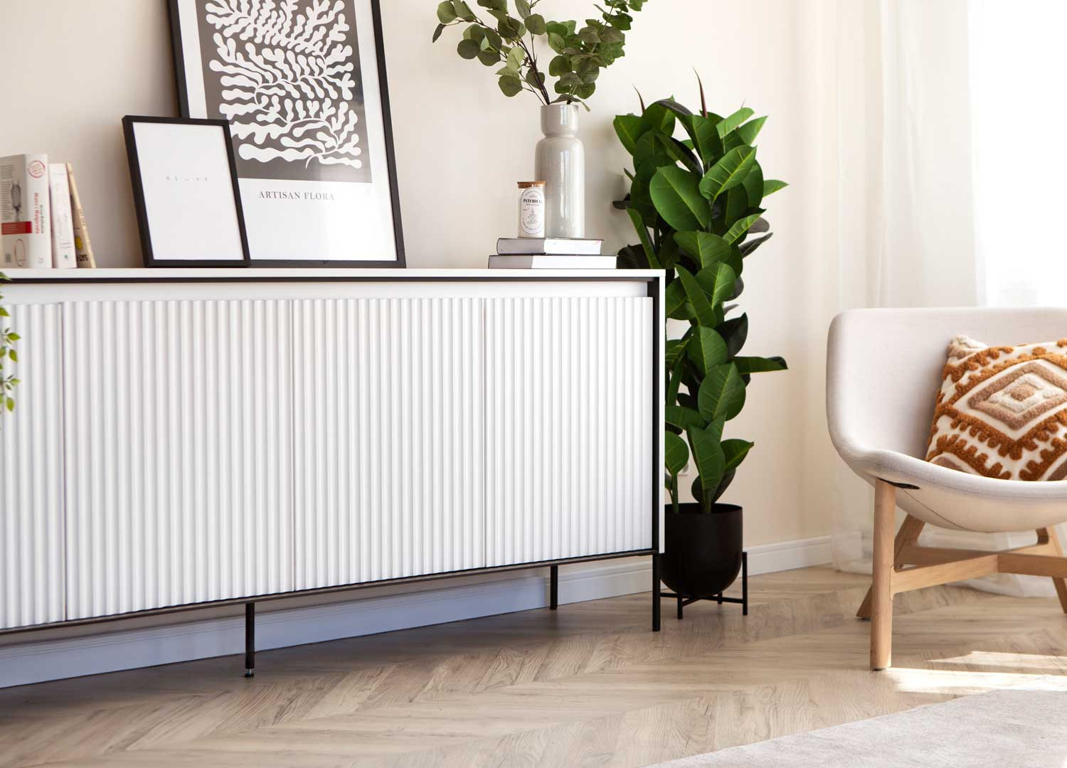 Buffet moderne 4 portes blanc 193 cm Trend