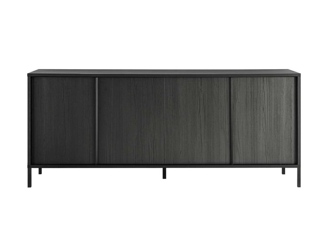 Buffet moderne 4 portes chêne noir 206 cm