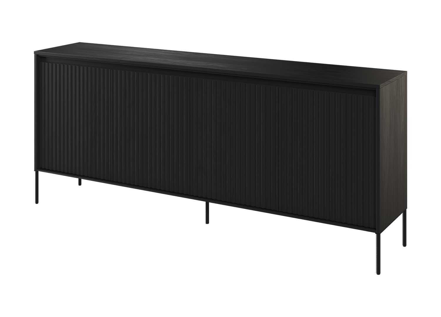 Buffet moderne 4 portes noir 193 cm