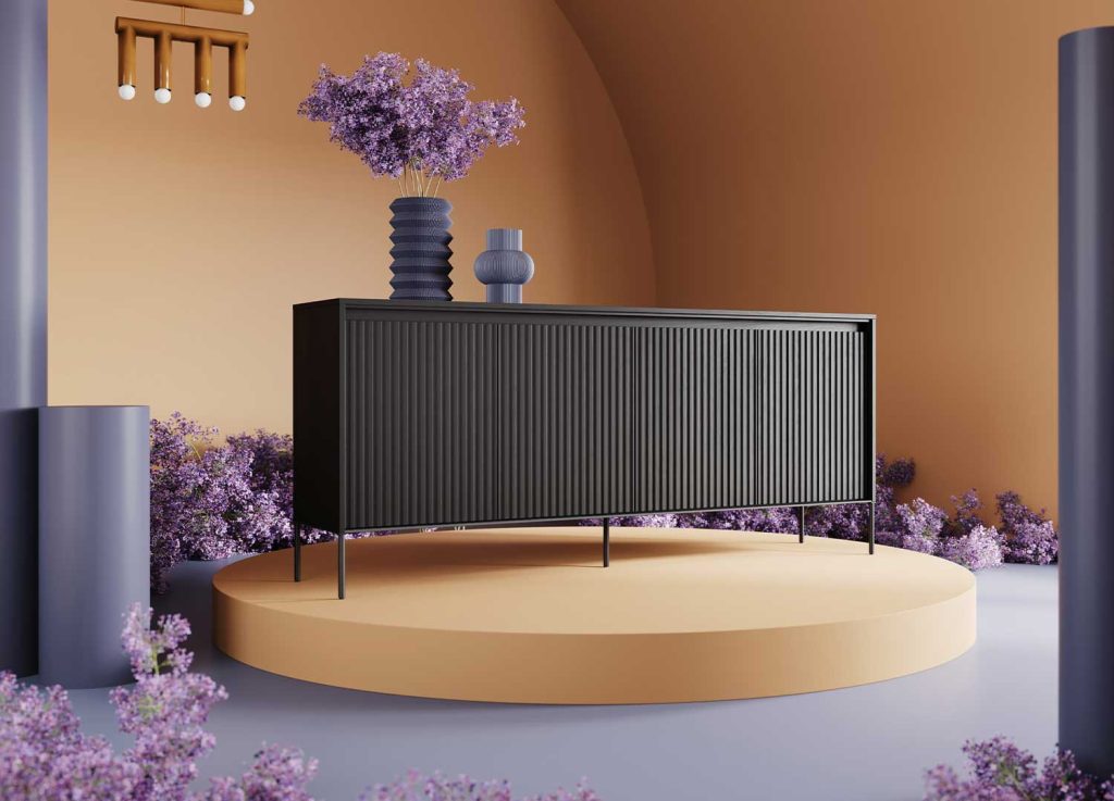 Buffet moderne 4 portes noir 193 cm Trend