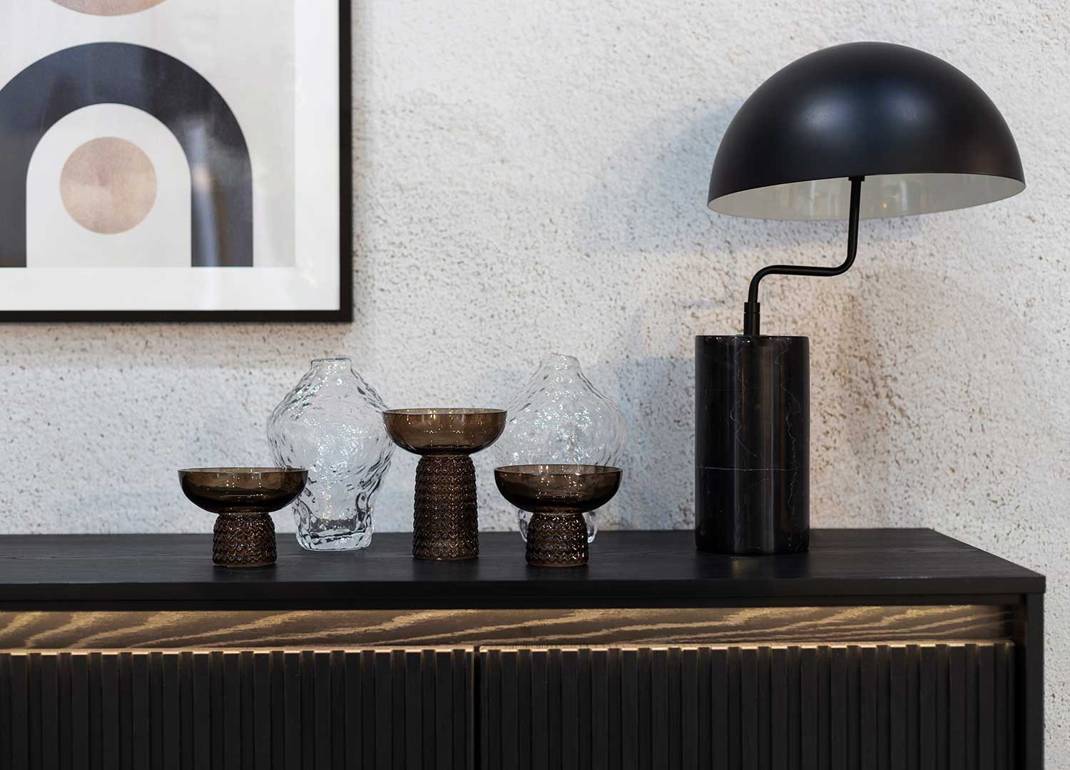 Buffet moderne 4 portes noir 193 cm