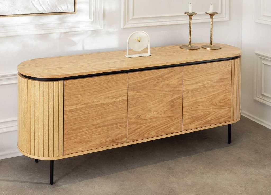 Buffet moderne arrondi 3 portes 160 cm Lili