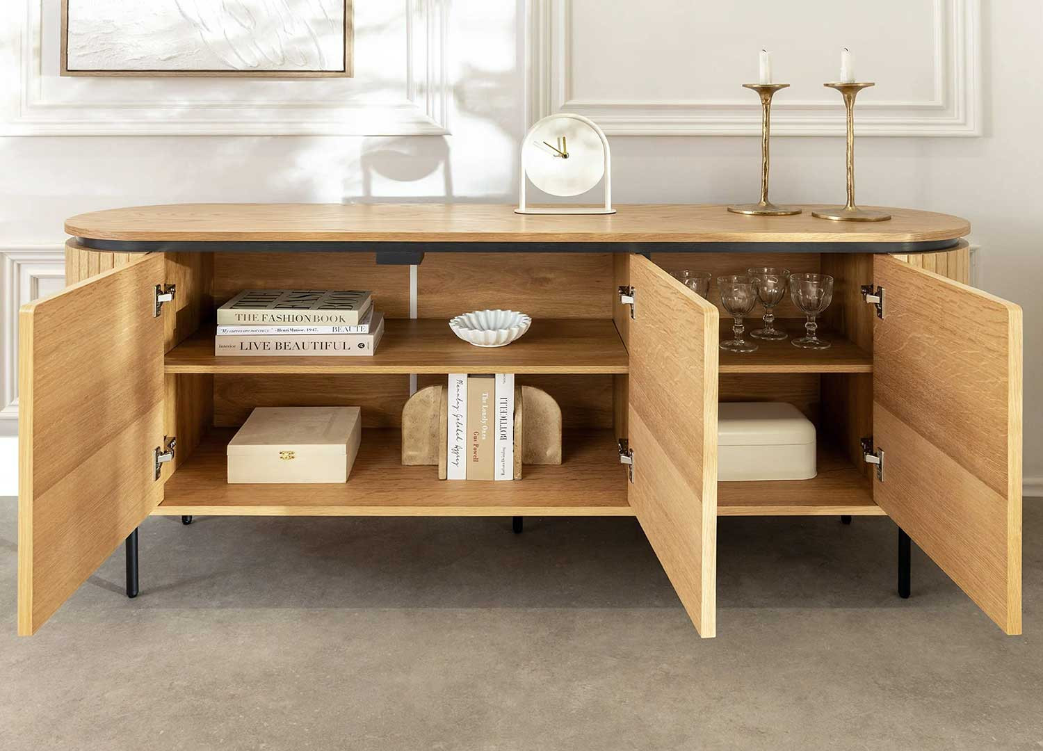 Buffet moderne arrondi 3 portes 160 cm Lili