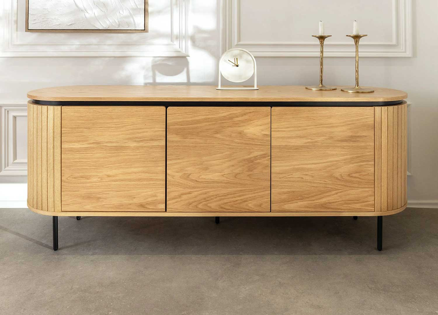Buffet moderne arrondi 3 portes 160 cm Lili
