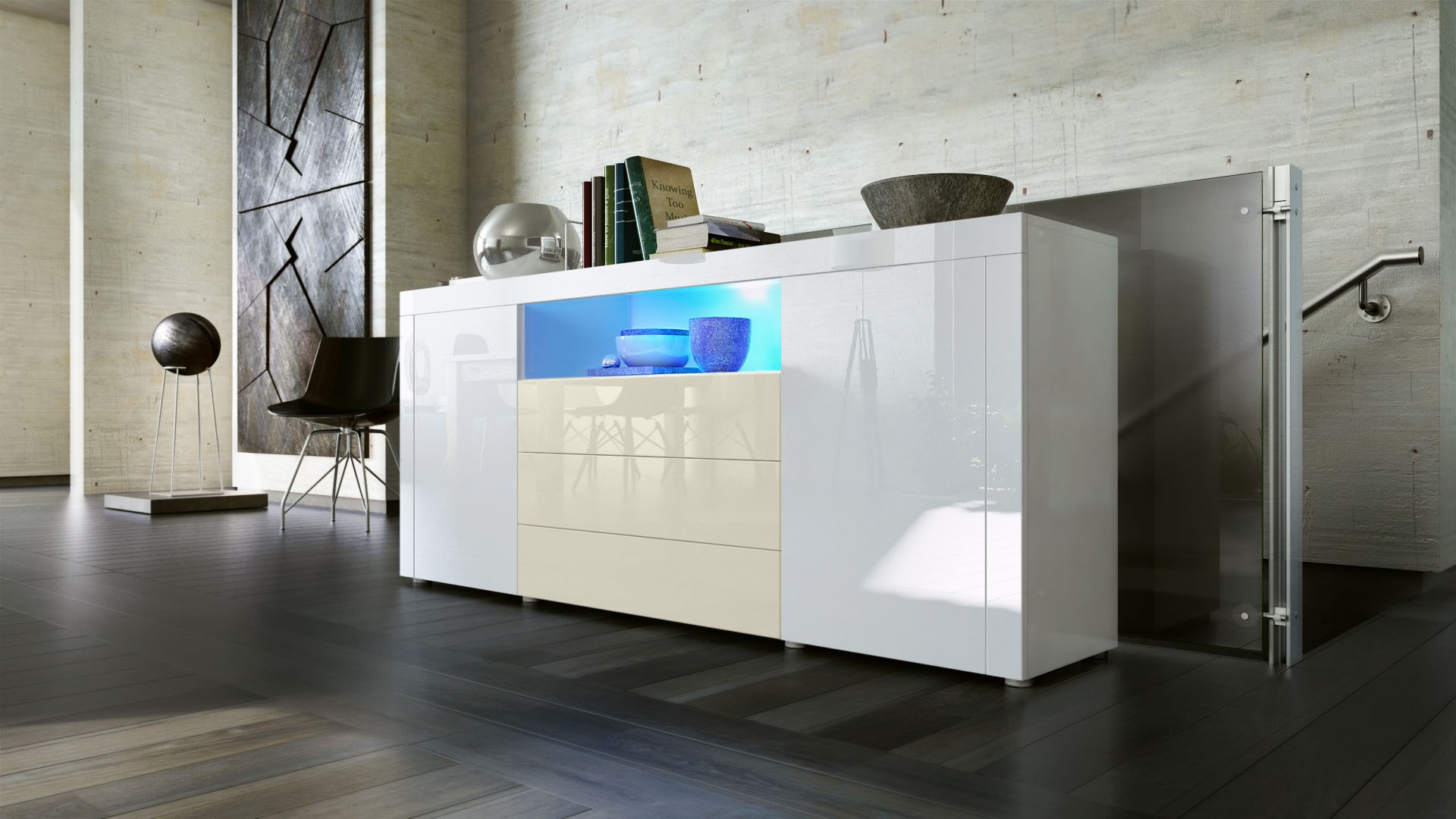 Buffet moderne avec niche lumineuse